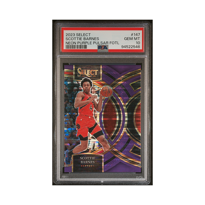 Scottie Barnes 2023-24 Panini Select Basketball Neon Purple Pulsar /5 PSA 10