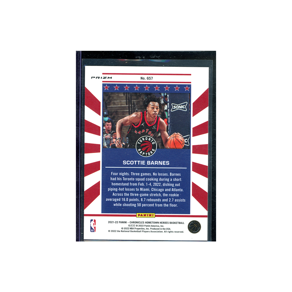 Scottie Barnes 2021-21 Panini Chronicles Hometown Heroes Basketball Rookie Red /149