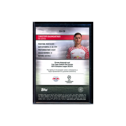 Christoph Baumgartner 2023-24 Topps Stadium Club Chrome UCL Soccer Auto