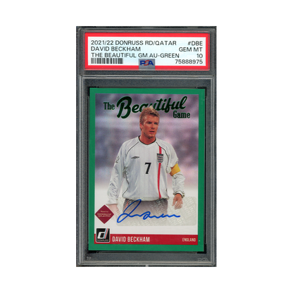 David Beckham 2021-22 Donruss Road to WC Qatar The Beautiful Game Auto Green PSA 10