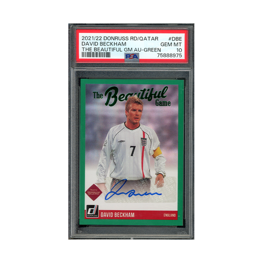 David Beckham 2021-22 Donruss Road to WC Qatar The Beautiful Game Auto Green PSA 10