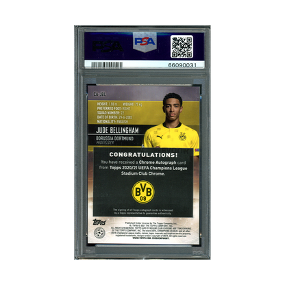 Jude Bellingham 2020 Stadium Club Chrome UCL Rookie Auto PSA 10/9