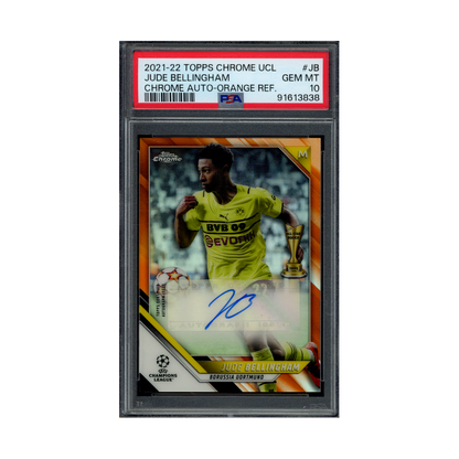 Jude Bellingham 2021-22 Topps Chrome UCL Auto Orange Refractor /25 PSA 10