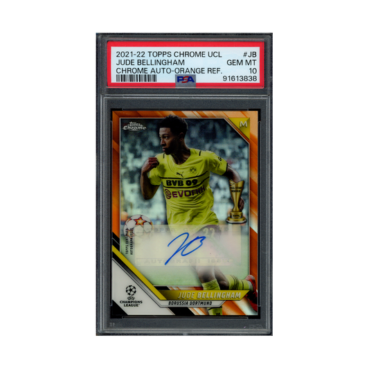 Jude Bellingham 2021-22 Topps Chrome UCL Auto Orange Refractor /25 PSA 10
