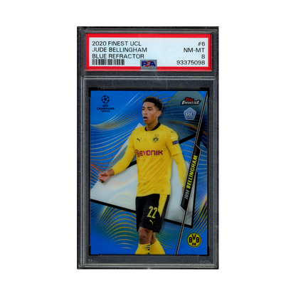 Jude Bellingham 2020 Finest UCL Blue Refractor Rookie /150 PSA 8