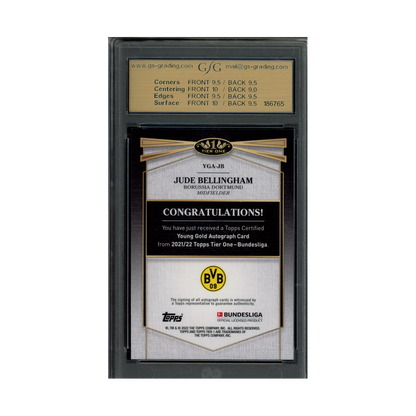 Jude Bellingham 2022 Topps Tier One Young Gold Auto Black /25 GSG 9.5/10