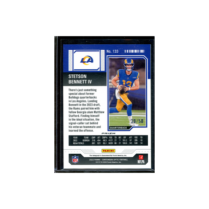 Stetson Bennett IV 2023 Panini Contenders Optic Football Rookie Ticket Orange On-Card Auto /50