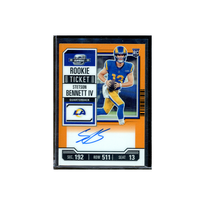 Stetson Bennett IV 2023 Panini Contenders Optic Football Rookie Ticket Orange On-Card Auto /50