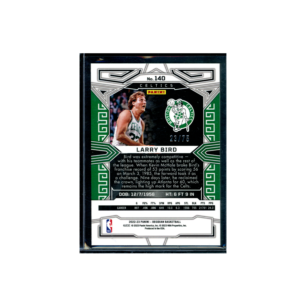 Larry Bird 2022-23 Panini Obsidian Basketball /75