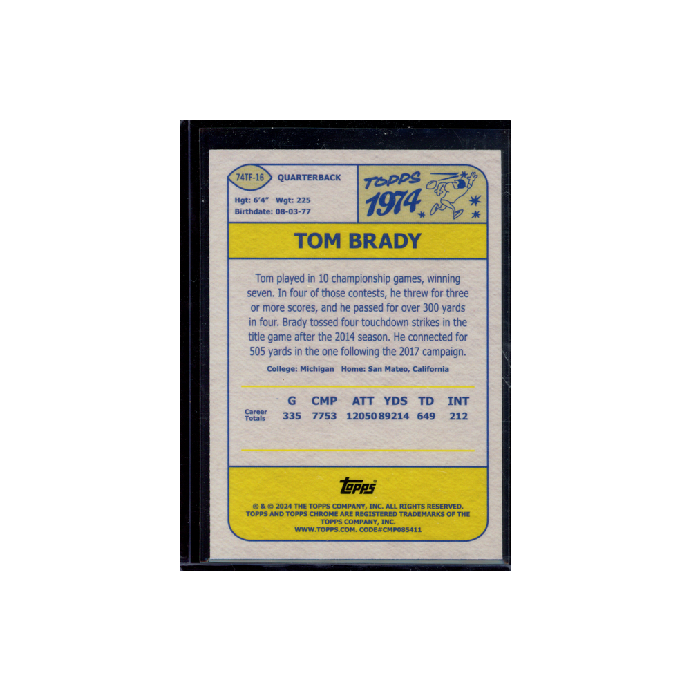 Tom Brady 2024 Topps Chrome Football 1974 Green /99
