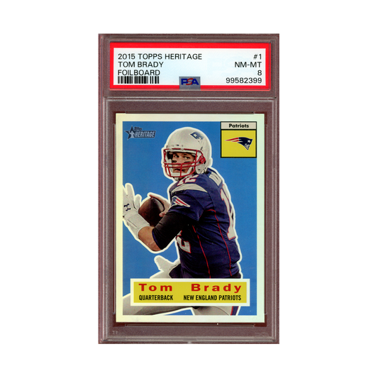 Tom Brady 2015 Topps Heritage Football Foilboard PSA 8