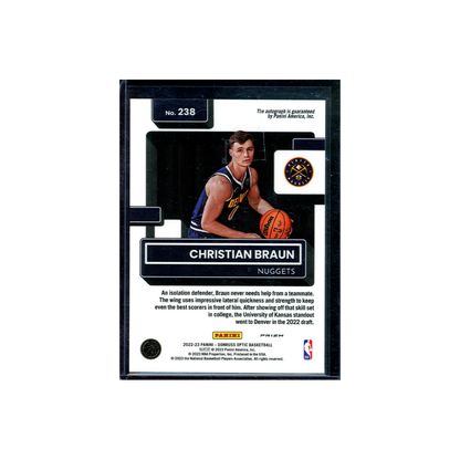 Christian Braun 2022-23 Panini Donruss Optic Basketball Rated Rookie Auto Holo