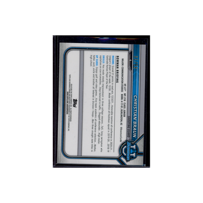 Christian Braun 2021-22 Topps Bowman Chrome University Green Shimmer 1st Bowman /99
