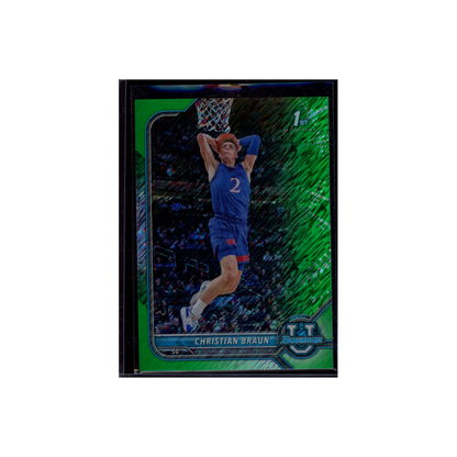 Christian Braun 2021-22 Topps Bowman Chrome University Green Shimmer 1st Bowman /99
