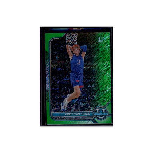 Christian Braun 2021-22 Topps Bowman Chrome University Green Shimmer 1st Bowman /99