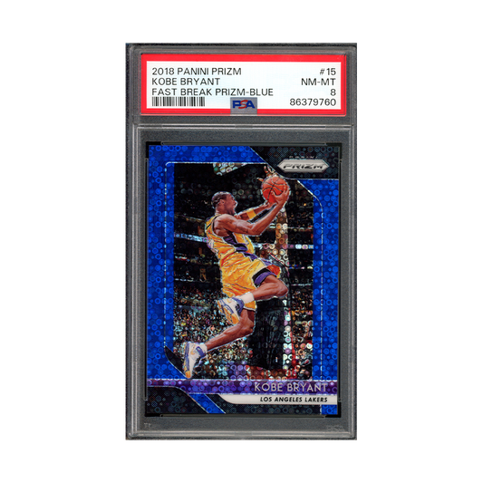 Kobe Bryant 2018-19 Panini Prizm Basketball Fast Break Blue Prizm /175 PSA 8