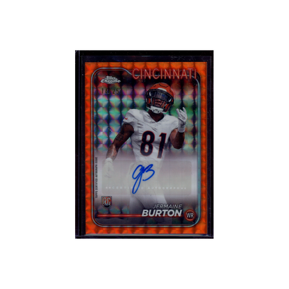 Jermaine Burton 2024 Topps Chrome Football Rookie Orange Auto /25
