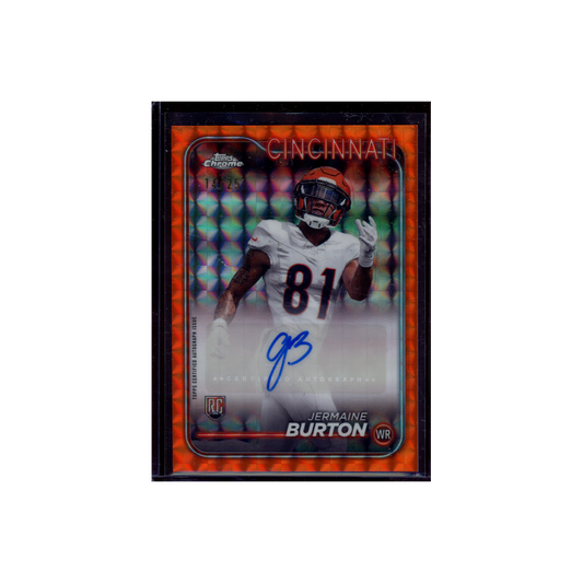Jermaine Burton 2024 Topps Chrome Football Rookie Orange Auto /25