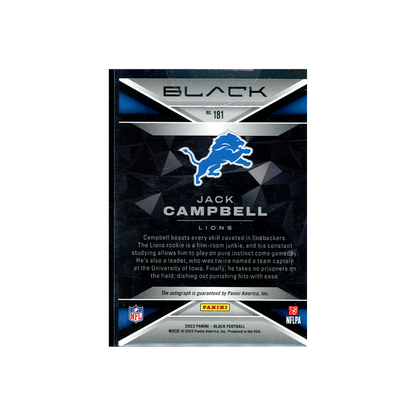Jack Campbell 2023 Panini Black Football Rookie Auto /199