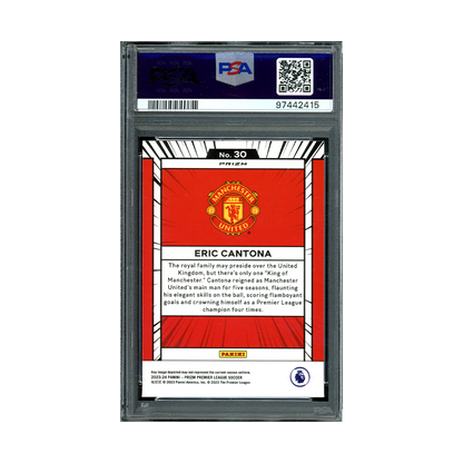 Eric Cantona 2023-24 Panini Prizm PL Manga PSA 8