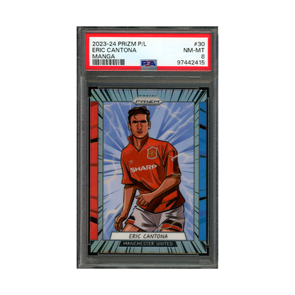 Eric Cantona 2023-24 Panini Prizm PL Manga PSA 8
