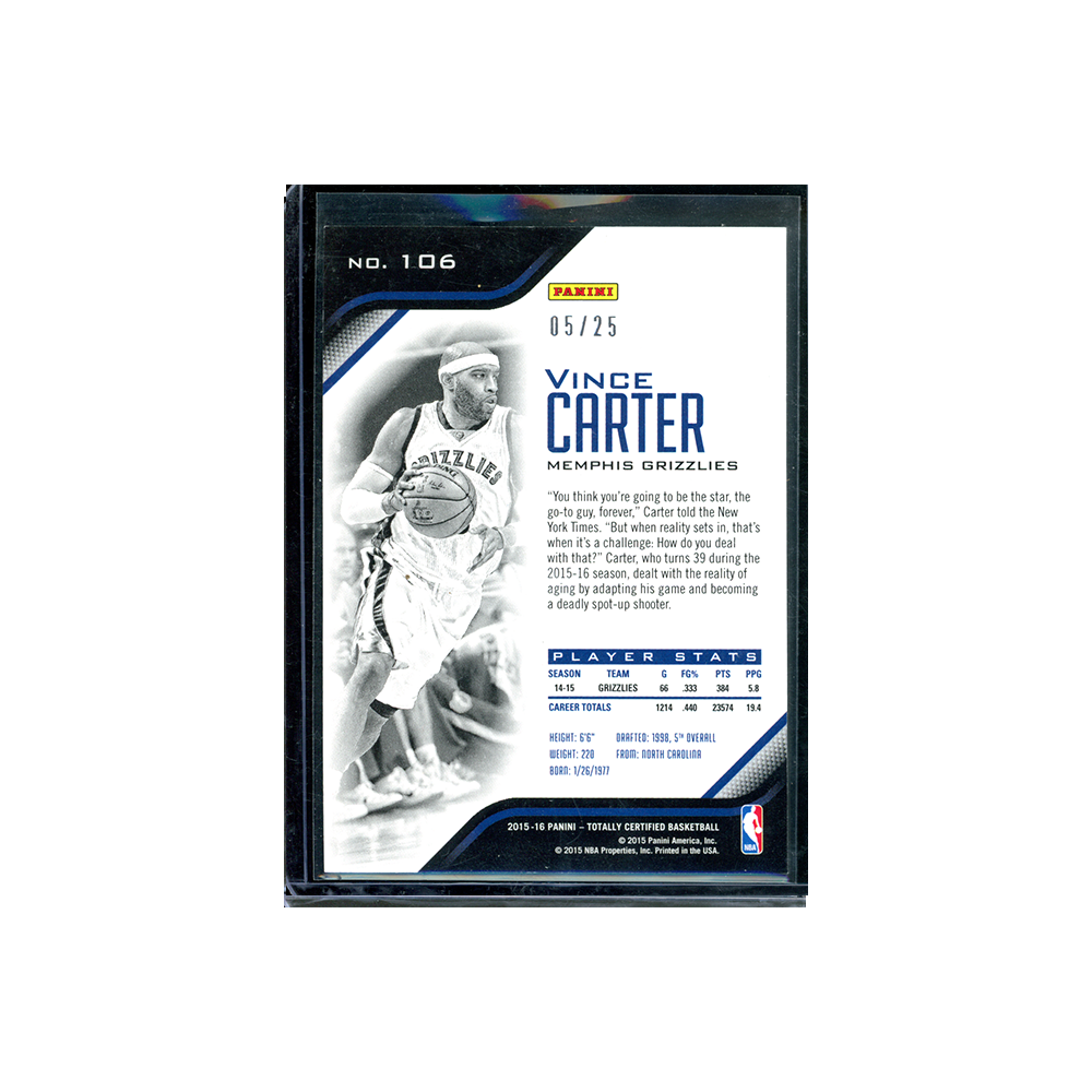 Vince Carter 2015-16 Panini Totally Certified Basketball Camo /25