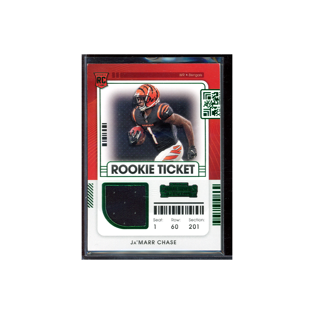 Ja'Marr Chase 2021 Panini Contenders Football Rookie Ticket Jersey Green