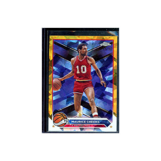 Maurice Cheeks 2024 Topps Chrome Basketball Gold Sapphire Refractor /50