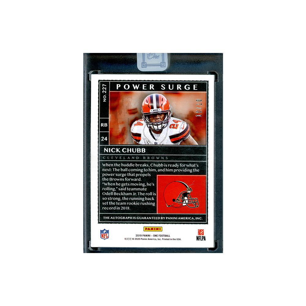 Nick Chubb 2019 Panini One Football Power Surge Auto /10