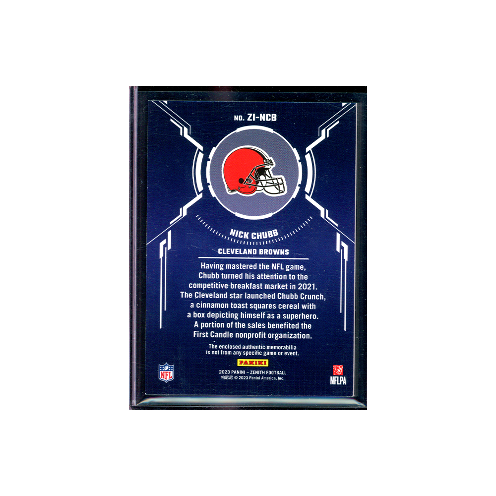 Nick Chubb 2023 Panini Zenith Football Zoned In Patch