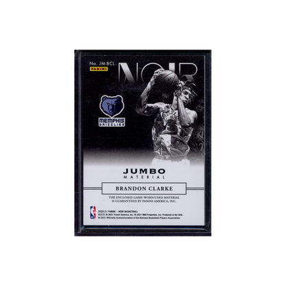 Brandon Clarke 2020-21 Panini Noir Basketball Jumbo Material Game-Worn /99