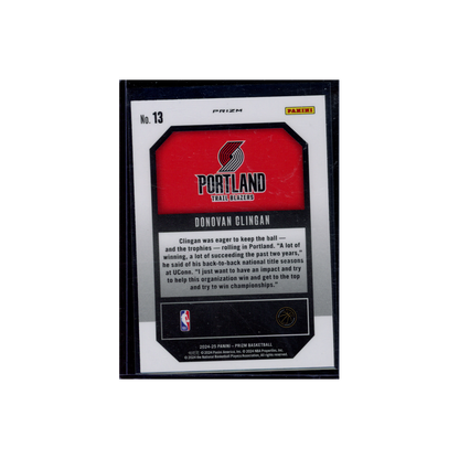 Donovan Clingam 2024-25 Panini Prizm Basketball Rookie Emergent Green