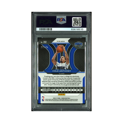 Cole Anthony 2020-21 Panini Prizm Basketball Blue Shimmer Prizm Rookie /35 PSA 9