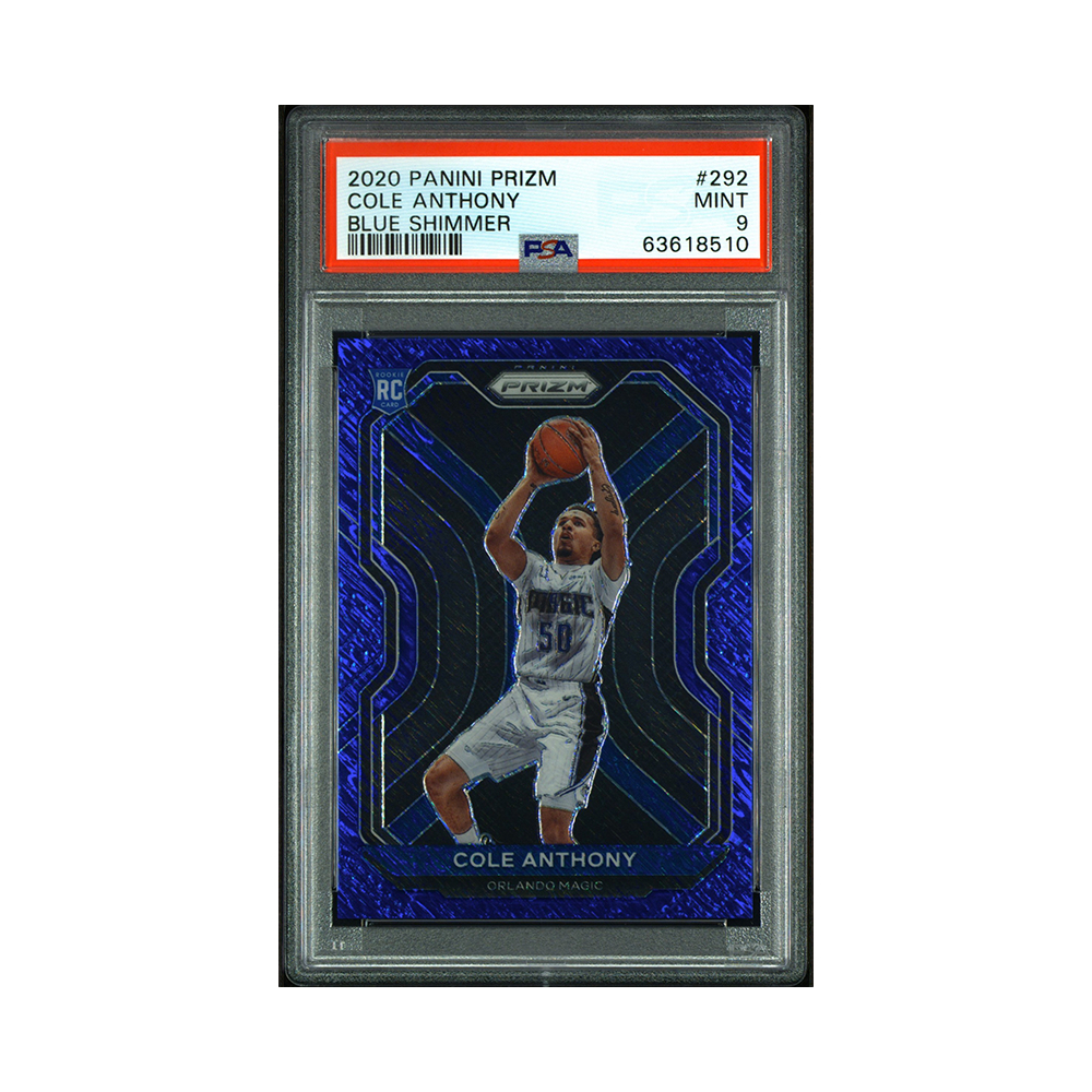 Cole Anthony 2020-21 Panini Prizm Basketball Blue Shimmer Prizm Rookie /35 PSA 9