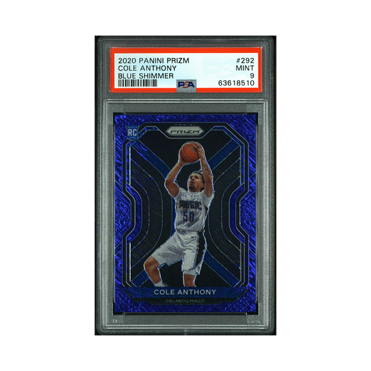 Cole Anthony 2020-21 Panini Prizm Basketball Blue Shimmer Prizm Rookie /35 PSA 9