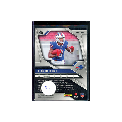 Keon Coleman 2024 Panini Prizm Football Silver Prizm Rookie Auto