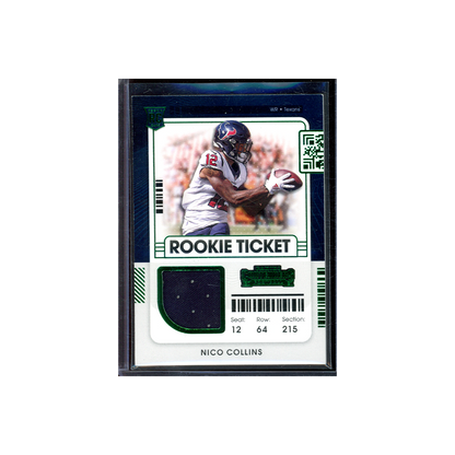 Nico Collins 2021 Panini Contenders Football Rookie Ticket Jersey Green