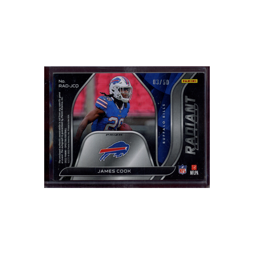 James Cook 2022 Panini Spectra Football Rookie Patch Auto /50