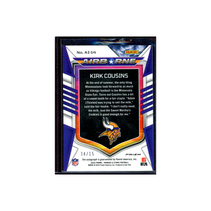 Kirk Cousins 2022 Panini Rookies & Stars Football Airborne Auto /15