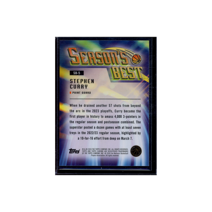 Stephen Curry 2024 Topps Chrome Basketball Season's Best Purple Geometric