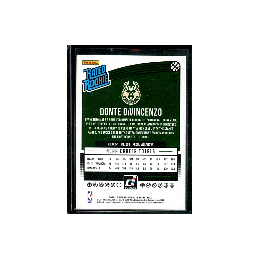 Donte DiVincenzo 2018-19 Panini Donruss Basketball Rated Rookie Green Laser /99