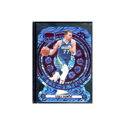 Luka Doncic 2023-24 Panini Crown Royale Basketball Test of Time Red Die-Cut /49