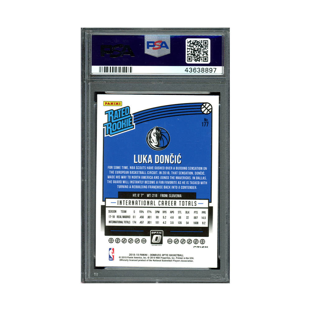 Luka Doncic 2018-19 Panini Donruss Optic Basketball Rated Rookie Fast Break Holo PSA 9