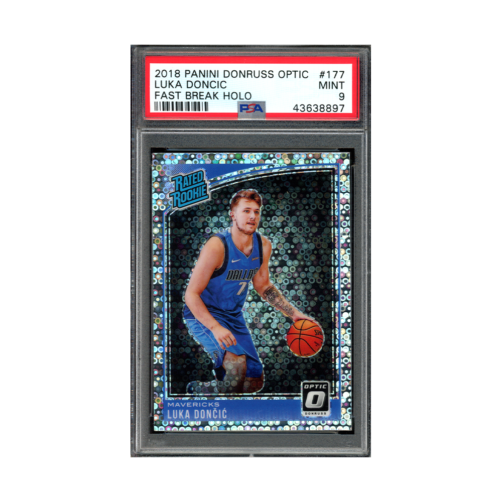 Luka Doncic 2018-19 Panini Donruss Optic Basketball Rated Rookie Fast Break Holo PSA 9