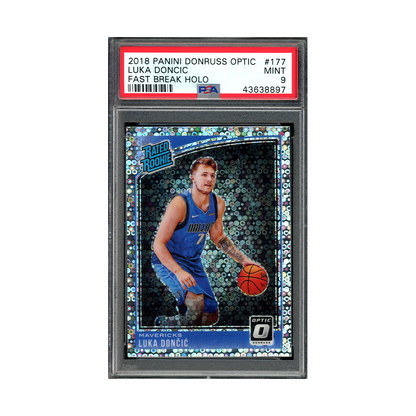 Luka Doncic 2018-19 Panini Donruss Optic Basketball Rated Rookie Fast Break Holo PSA 9