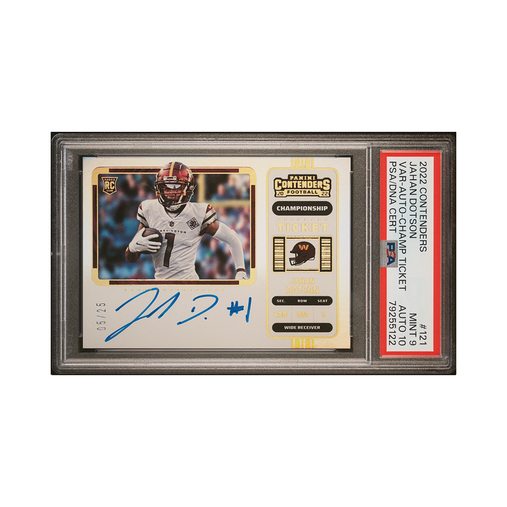 Jahan Dotson 2022 Panini Contenders Football Championship Ticket Rookie Auto Variation /25 PSA 9/10