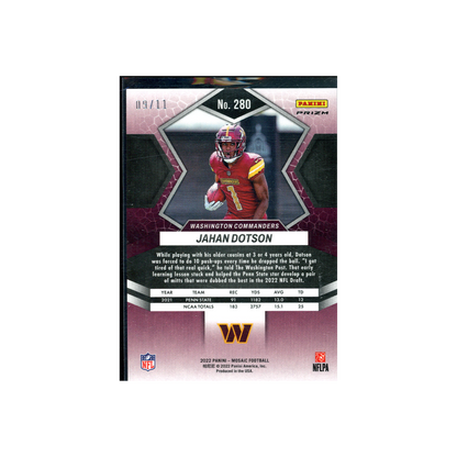 Jahan Dotson 2022 Panini Mosaic Football Green Swirl Rookie /11