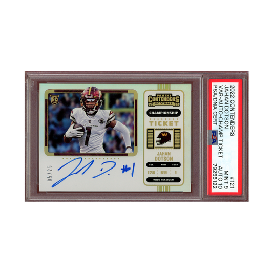 Jahan Dotson 2022 Panini Contenders Football Championship Ticket Rookie Auto /25 PSA 9/10