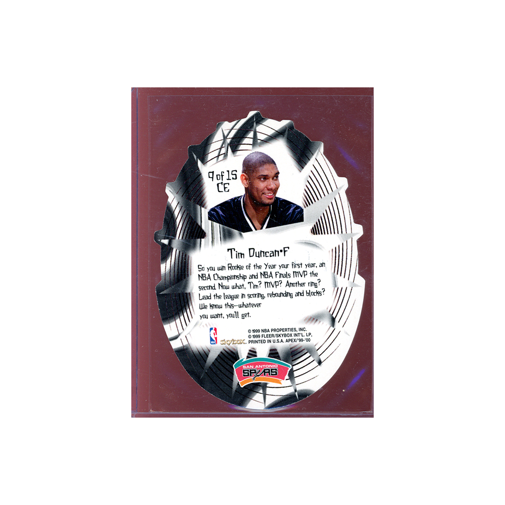 Tim Duncan 1999 Skybox Apex Cutting Edge Die-Cut