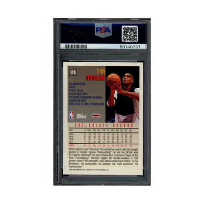 Tim Duncan 1997 Topps Rookie PSA 9